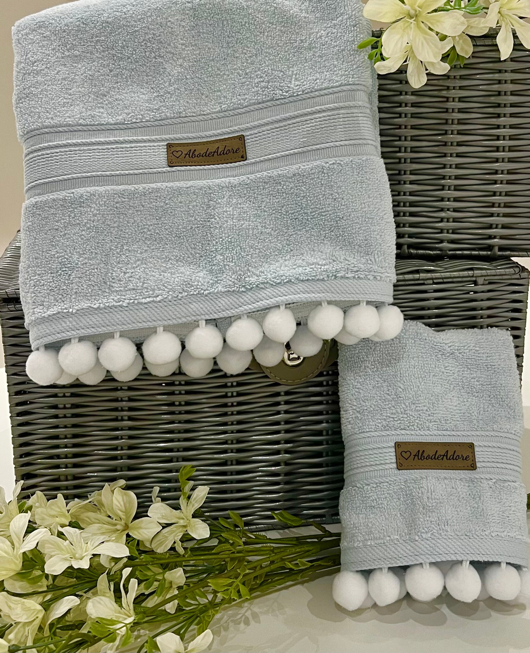 Luxury Hand Towels With Pompoms Etsy UK