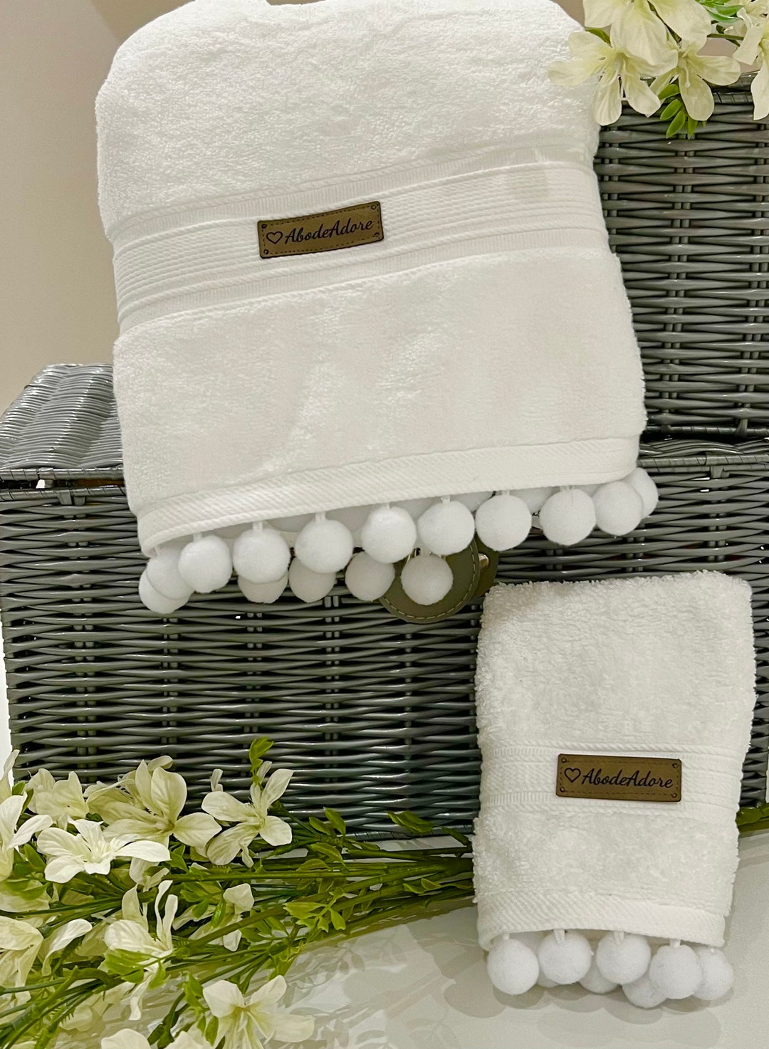 Luxury Bath Towels With Pompoms Etsy UK