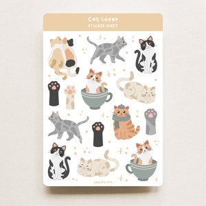 Feuille d’autocollants - Amoureux des chats