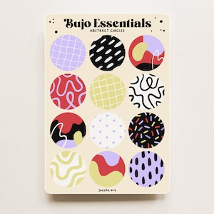 Hoja de pegatinas - Círculos abstractos | Elementos esenciales del diario de viñetas