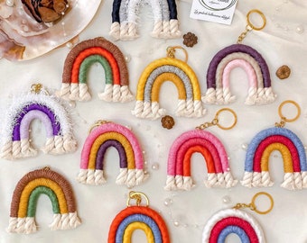 Rainbow macrame, macrame Keychain, macrame magnet, Keychain Favors For Guest