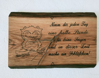 Houten klok/handgemaakt/wandklok/rustiek/uniek/hout/muurophanging/klok/houtambacht