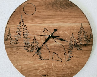 Reloj/Reloj de madera/Hecho a mano/Reloj de pared/Rústico/Único/Madera/Colgante de pared/Reloj/Artesanía de madera