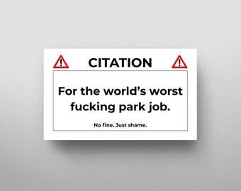 Parkeerkaarten set van 30, You Parked Like a Idiot, slechte parkeerkaarten Hilarische grappen, grapcadeaus, grapcadeaus