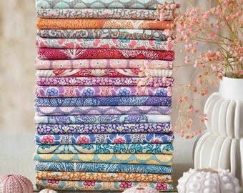 TILDA Stoffe, Stoffpaket COTTON BEACH, Fat Eighth Bundle, Patchworkstoffe, Quiltstoffe, Baumwollstoffe, Nähprojekt