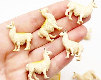5pc Mini Llama Figurines Tiny Mini Figure Diorama Supplies Terrarium Small Fairy Garden Micro Miniatures Party Favors Slime Charms Squishy