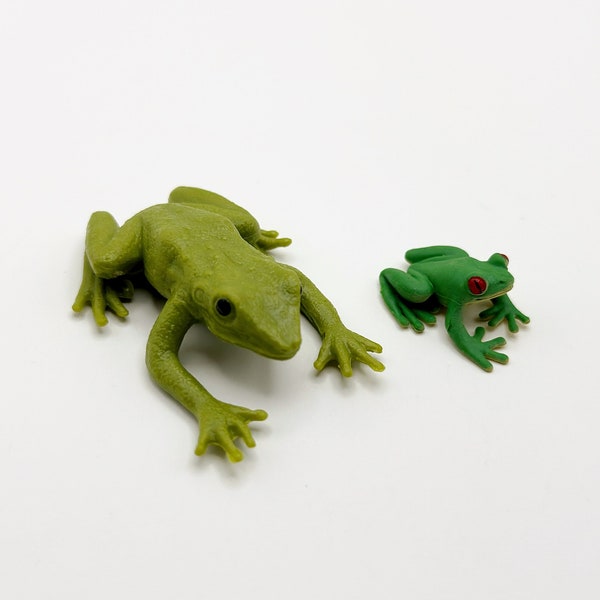 2pc Frogs, Large and Mini, Diorama Supplies, Small Plastic Animals, Craft Supplies, Fairy Garden, Woodland, Miniatures, Terrarium Figure