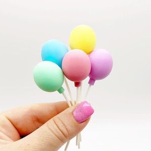 4 pc Mini Balloon Cake Topper, Balloons For Party Animal Accessory, Miniature Balloons, Fairy Garden Party Accessory