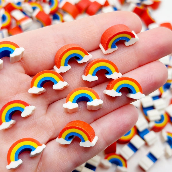 Mini Rainbow Erasers, 10 pc, Teacher Supplies, Behavior Incentives, Classroom Prizes, Student Rewards, Party Favors Gifts, Clouds, Counters