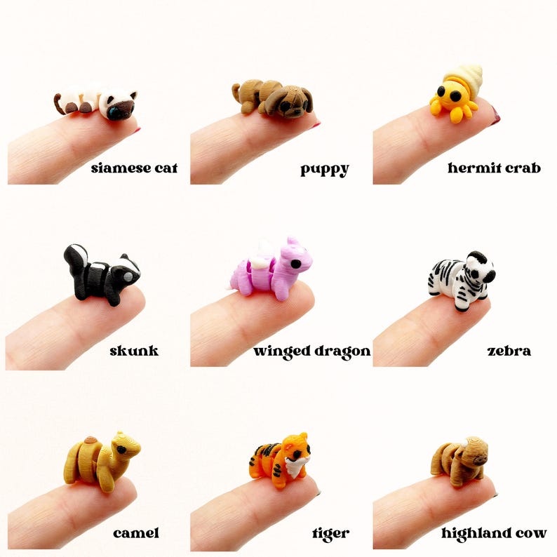 Miniature Articulated Animals 3D Printed Axolotl Otter Fox Fairy Garden Supplies Terrarium Figure Diorama Advent Calendar Stem Toy Rhino bild 11