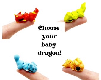 Articulated Baby Dragon Desk Pet Stim Toy 3D Printed Animals Miniatures Diorama Supplies Desk Pet Flexible Dragon Sensory Toys Adult Fidgets