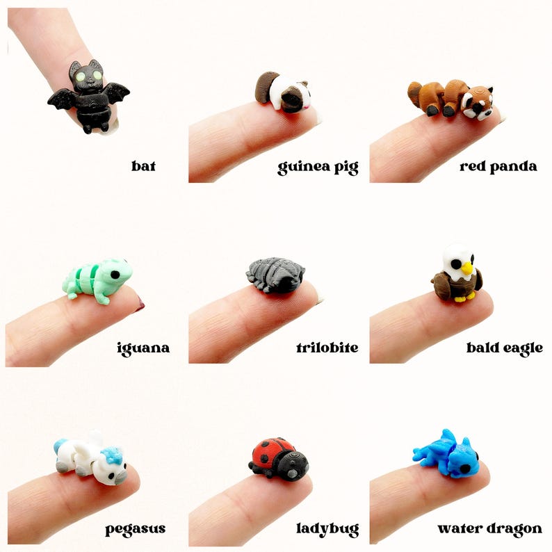 Miniature Articulated Animals 3D Printed Axolotl Otter Fox Fairy Garden Supplies Terrarium Figure Diorama Advent Calendar Stem Toy Rhino bild 12