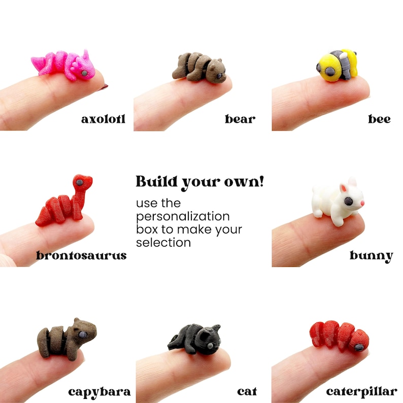 Miniature Articulated Animals 3D Printed Axolotl Otter Fox Fairy Garden Supplies Terrarium Figure Diorama Advent Calendar Stem Toy Rhino bild 3