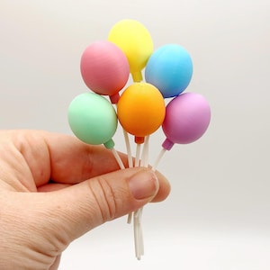 6 pc Mini Balloon Cake Topper, Balloons For Party Animal Accessory, Miniature Balloons, Fairy Garden Party Accessory