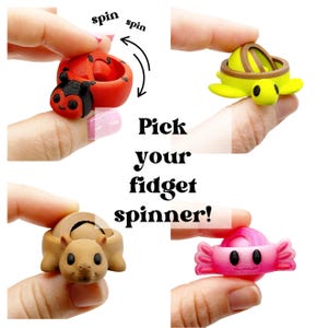 Fidget Spinner Adult Fidget Toys Stim Toy Hand Spinner Ring 3d Printed Axolotl Animals Turtle Spider Gyroscope Capybara Desk Pet Guinea Pig