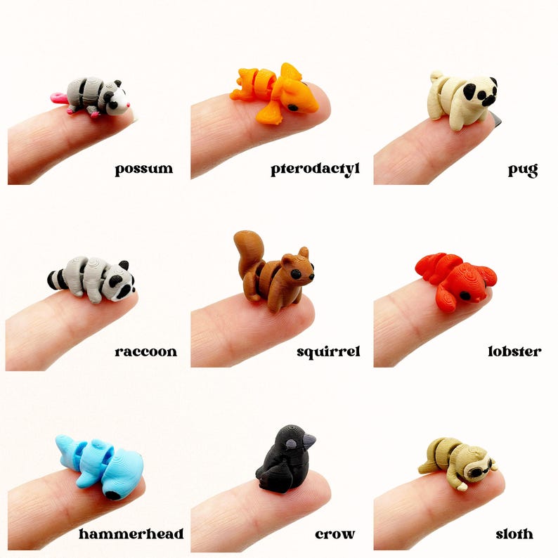Miniature Articulated Animals 3D Printed Axolotl Otter Fox Fairy Garden Supplies Terrarium Figure Diorama Advent Calendar Stem Toy Rhino bild 9