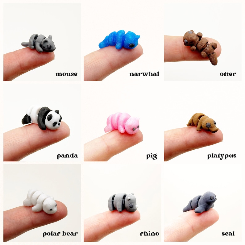 Miniature Articulated Animals 3D Printed Axolotl Otter Fox Fairy Garden Supplies Terrarium Figure Diorama Advent Calendar Stem Toy Rhino bild 6