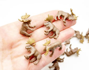 5pc Moose Miniature Figurines Mini Decor Tiny Figure Diorama Supplies Terrarium Miniatures Micro Slime Charms Aquarium Animals Desk Pet