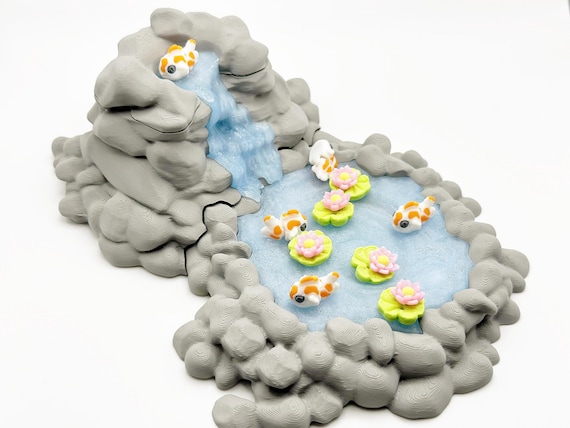 Zen Garden Cubicle decor Tic Tac Toe desk decor desktop toys aesthetic Koi Fish Pond Cutecore Fidgets adult fidget toys Japanese Waterfall