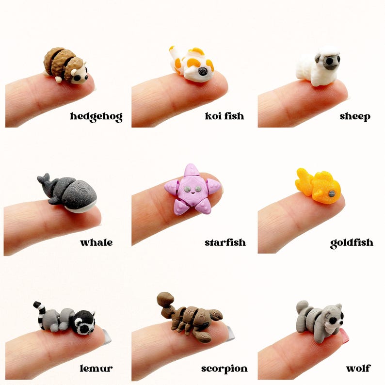 Miniature Articulated Animals 3D Printed Axolotl Otter Fox Fairy Garden Supplies Terrarium Figure Diorama Advent Calendar Stem Toy Rhino bild 10