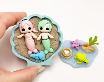 Zen Garden Shell Sandbox Cubicle Decor Aquascape Aquarium Cave Desktop Mini Mermaid 3d Printed Animals Articulated Tail Stim Toy Fidget