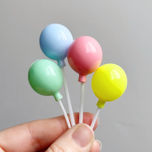 4 pc Mini Balloon Cake Topper, Balloons For Party Animal Accessory, Miniature Balloons, Fairy Garden Party Accessory