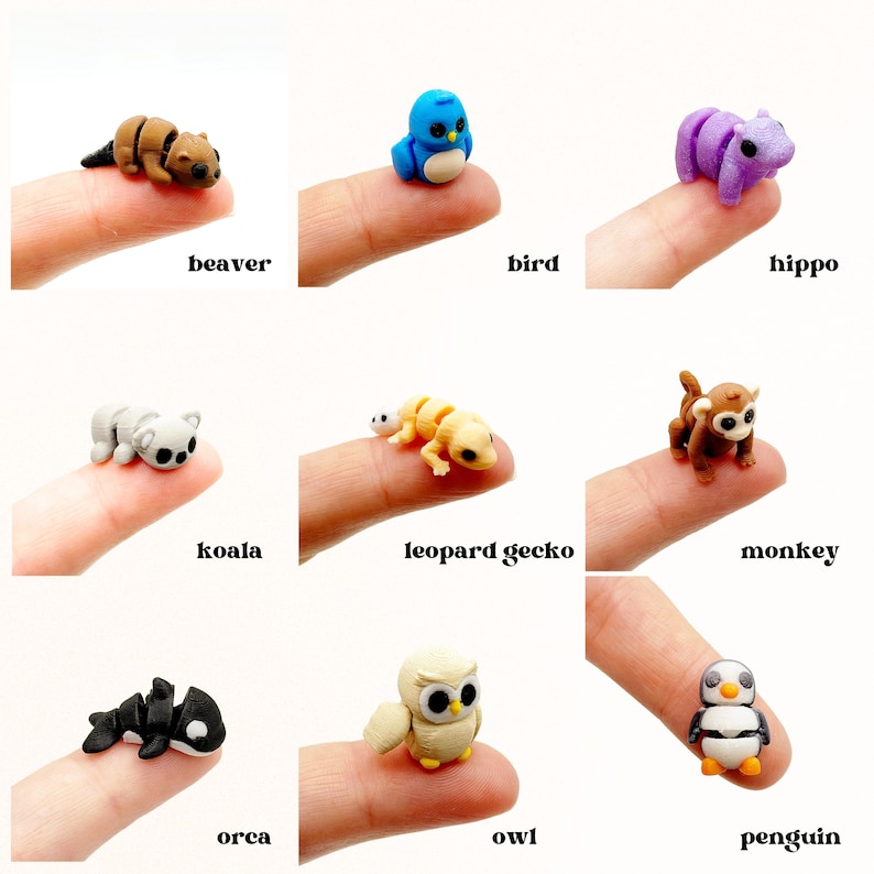 Miniature Articulated Animals 3D Printed Axolotl Otter Fox Fairy Garden Supplies Terrarium Figure Diorama Advent Calendar Stem Toy Rhino bild 8