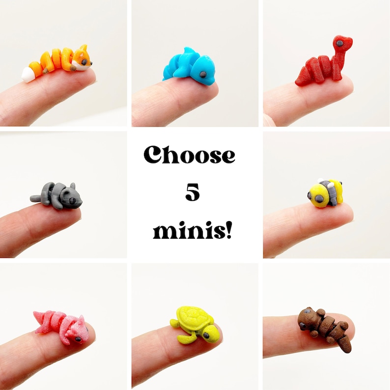 Miniature Articulated Animals 3D Printed Axolotl Otter Fox Fairy Garden Supplies Terrarium Figure Diorama Advent Calendar Stem Toy Rhino bild 1