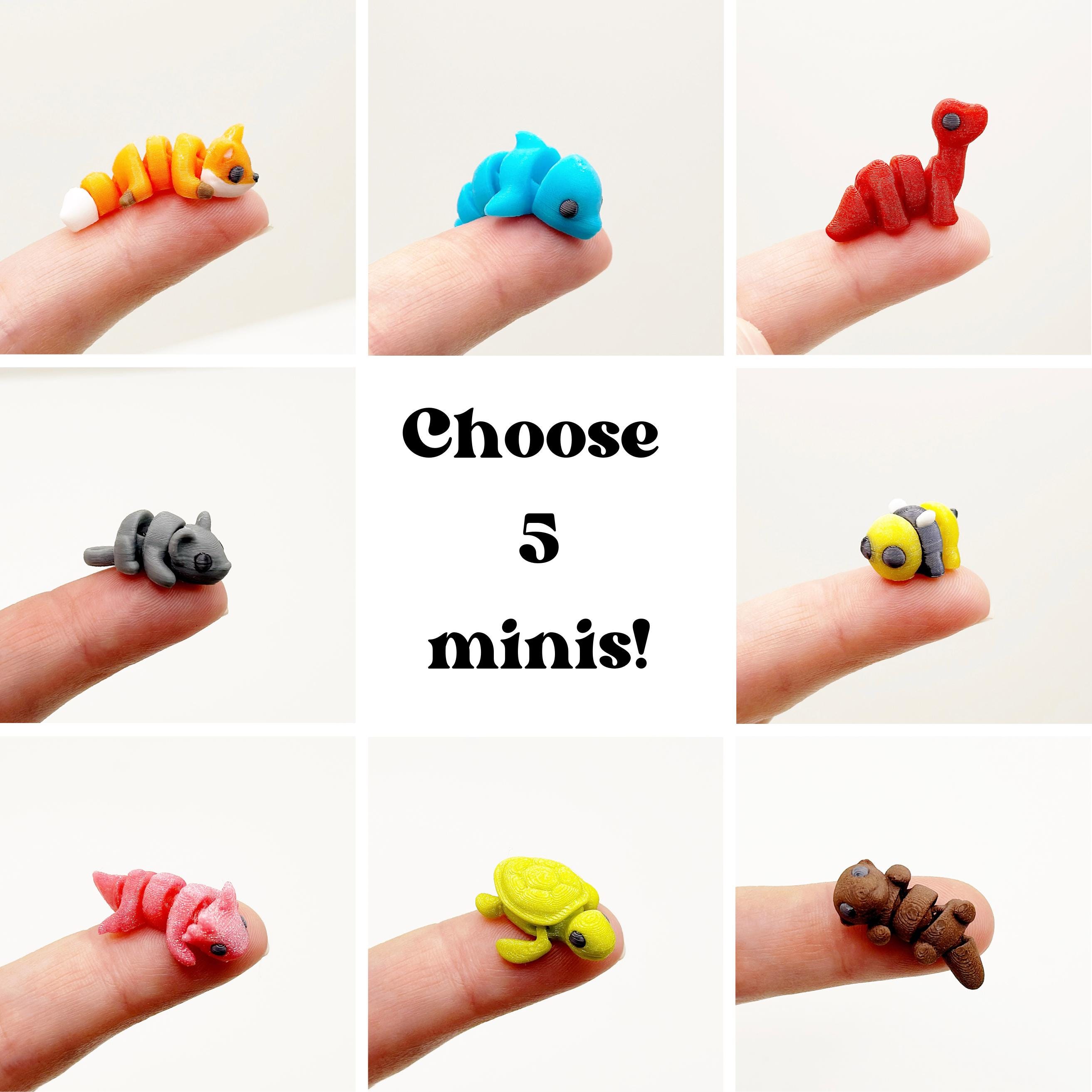 Miniature Articulated Animals 3D Printed Axolotl Otter Fox Fairy Garden Supplies Terrarium Figure Diorama Advent Calendar Stem Toy Rhino