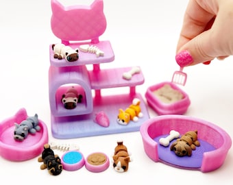 Mini Pet Playset Kidcore Cutecure Teenage Girl Gifts Occupational Therapy Adult Fidget Toy 3D Printed Articulated Animals Border Collie Cat