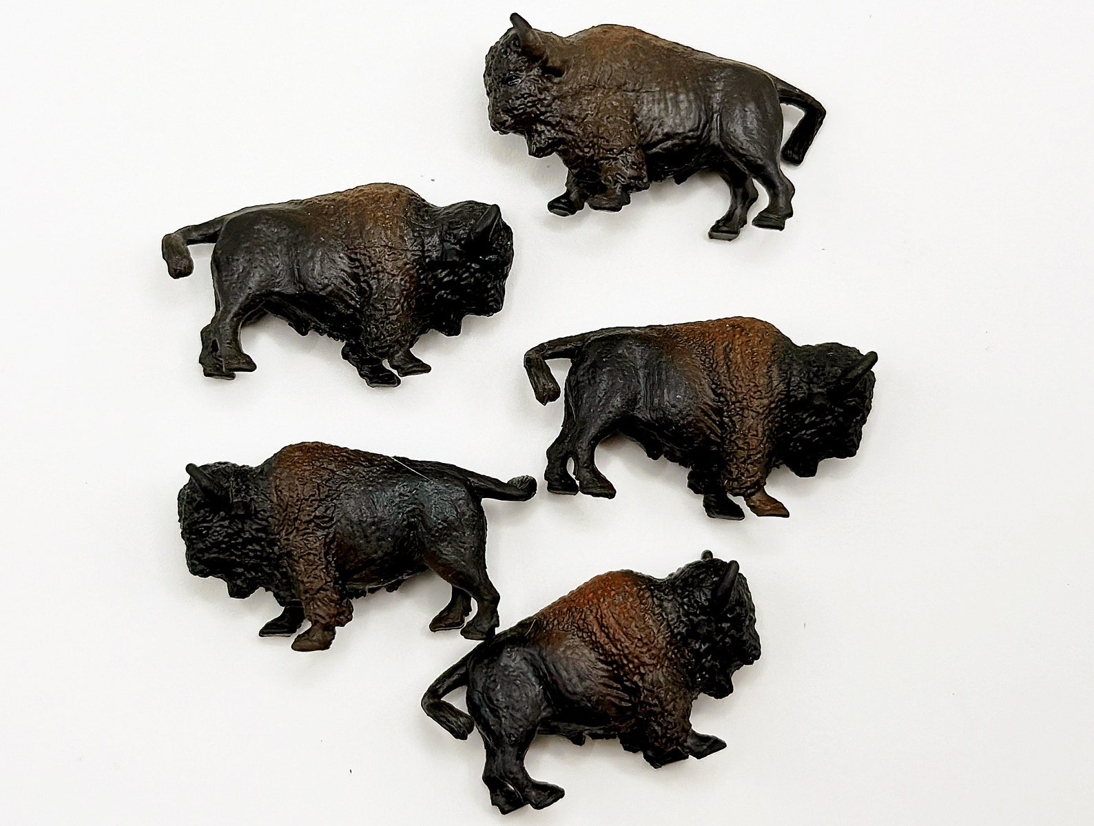 Miniature Bison Ranch 5pc Miniature Bison Figurines, Tiny Mini Figure, Diorama, Terrarium ...