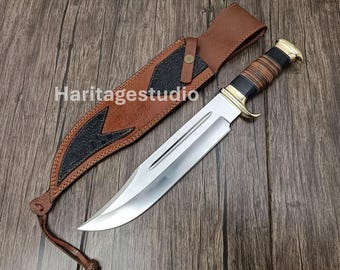 Bowie knife custom handmade crocodile Dundee style high carbon steel knfe