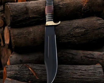 Couteau Bowie fait main sur mesure, style crocodile Dundee, couteau en acier à haute teneur en carbone