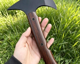 Hache tomahawk Sayoc fabriquée à la main, hachette tactique personnalisée à soie pleine, en acier noir, outil de camping et de bushcraft.
