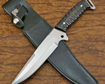 Couteau Bowie artisanal en acier D2, manche en micarta de coton.
