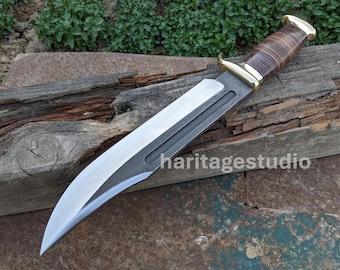 Couteau Bowie fait main crocodile style Dundee en acier à haute teneur en carbone