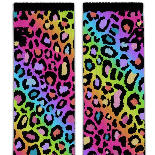 Rainbow Leopard Sublimation Sock Transfer Download, Ready to Press Sock Sublimation Transfer, Heat Press Sock Design Digital Download