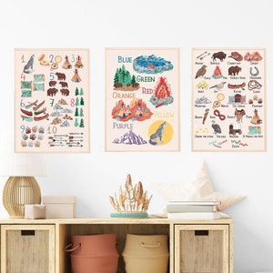 Cowboy ABCs et 123s Set Of 3 Prints, Montessori Educational Posters, Southwestern Nursery Decor, Cowboy Baby Shower, Cowboy Like Me