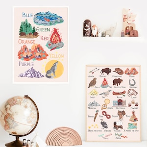 Cowboy Nursery Wall Art Set de 2, Carteles educativos Cowboy ABC, Cowboy Like Me, Noroeste del Pacífico, carteles Montessori