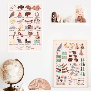 Cowboy ABCs y 123s Poster Set, Southwestern Nursery Alphabet Print Set de 2, Cowboy Like Me, Montessori Posters, Wild West Décor