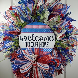 Welcome To Our Home Patriotic Wreath