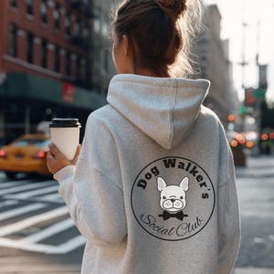 Dog Walker&#39;s Social Club Hoodie, Unisex Sweatshirt for Dog Lovers, Pet Owner Gift, Animal Enthusiast Apparel, Cozy Jogging Wear