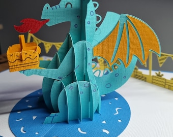 Carte pop-up anniversaire dragon