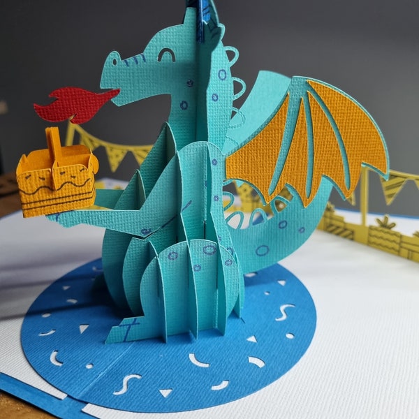 Carte pop-up anniversaire dragon