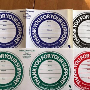 Charity Tamper Proof Seals for round Poly Box Round Collection Pots