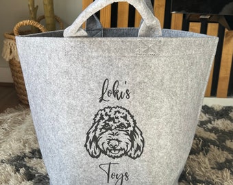 Personalised Dog Breed Toy Storage, Personalised Dog Toy Basket, Personalised Pet Storage Basket, Dog Toys Organiser, Gift for Dog Lovers