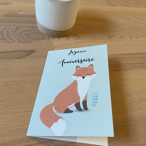 Carte d'anniversaire renard avec enveloppe , carte d'anniversaire enfant