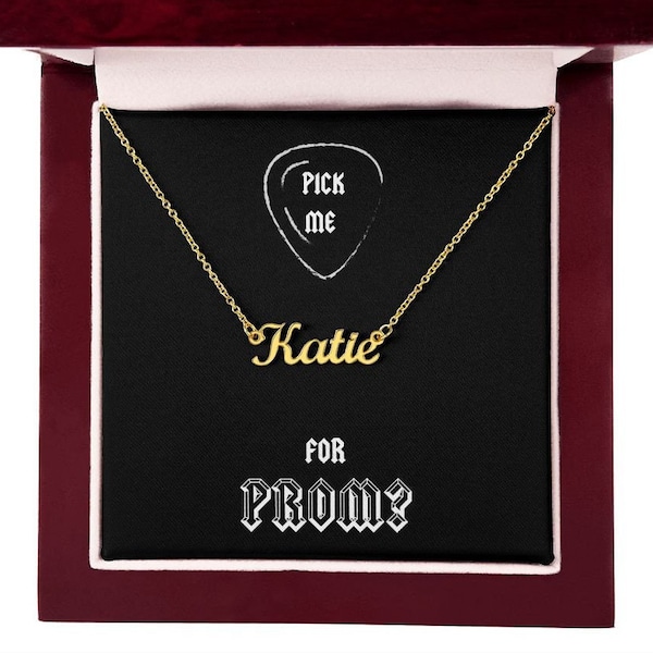 Prom gift for gf, Gf Prom Proposal, Prom proposal necklace, prom necklace, name necklace, music lover, prom gift for girlfriend, guitar pick