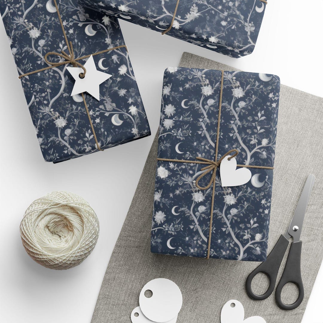 Celestial Wrapping Paper, ACOTAR Black and Gold Christmas Present Gift ...