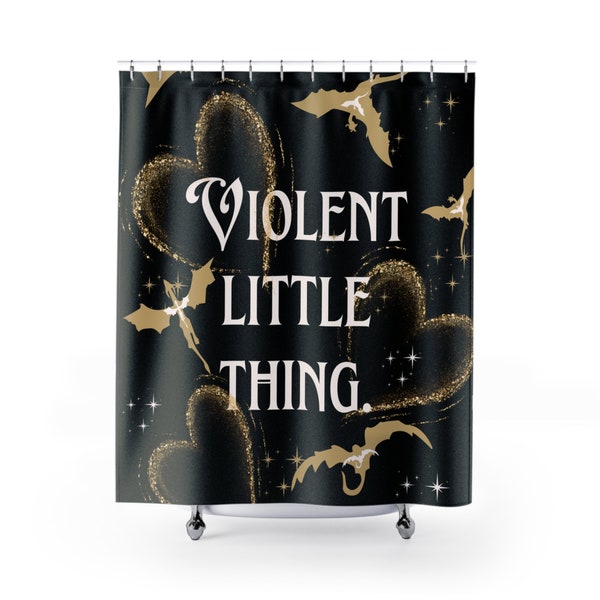 Black and Gold Romantasy Fourth Wing Aesthetic Shower Curtain Violent Little Thing Bookish Bathroom Decor Iron Flame Home Bedroom DragonCore